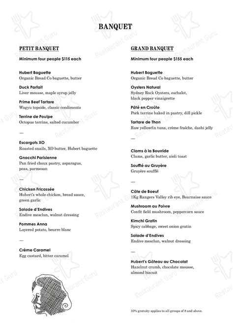 hubert menu